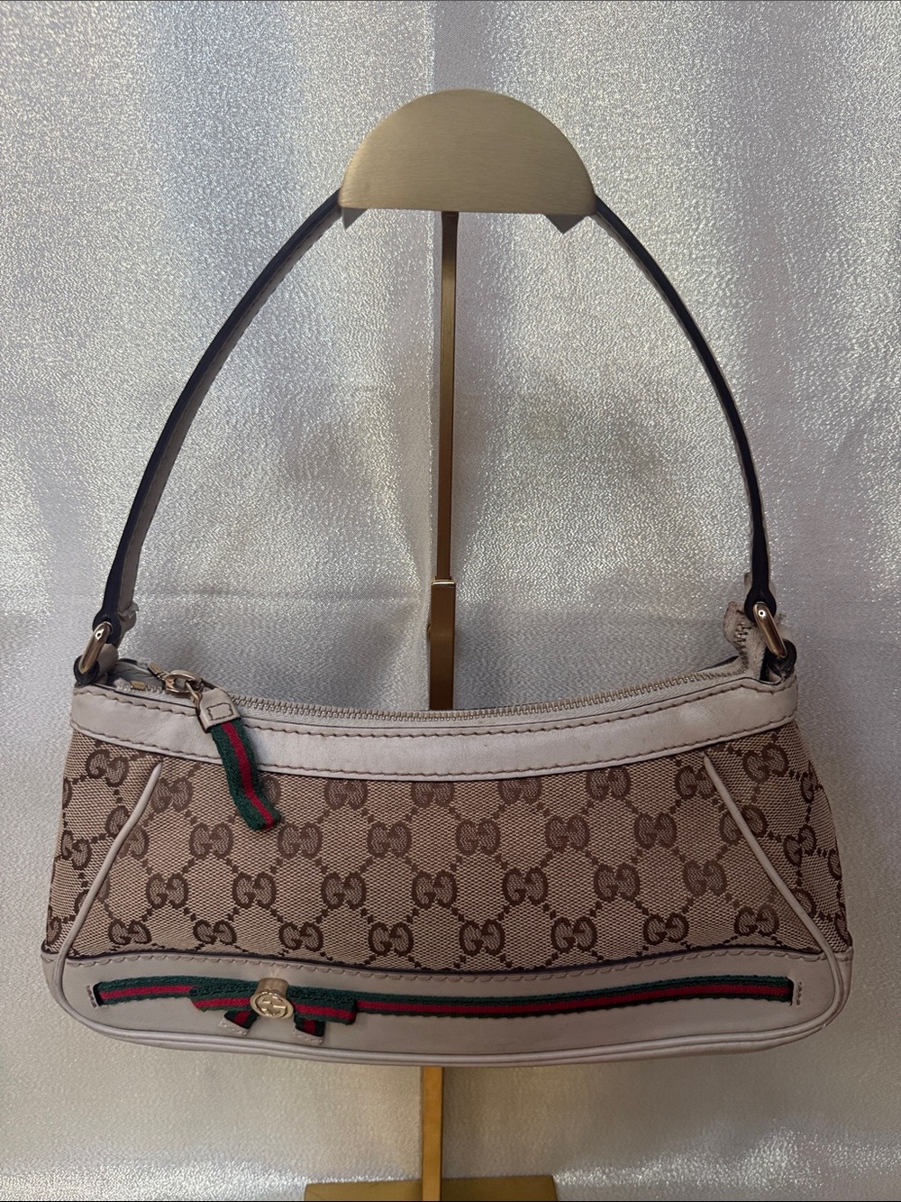 Gucci Beige GG Canvas Mayfair Shoulder Bag with Sherry Line